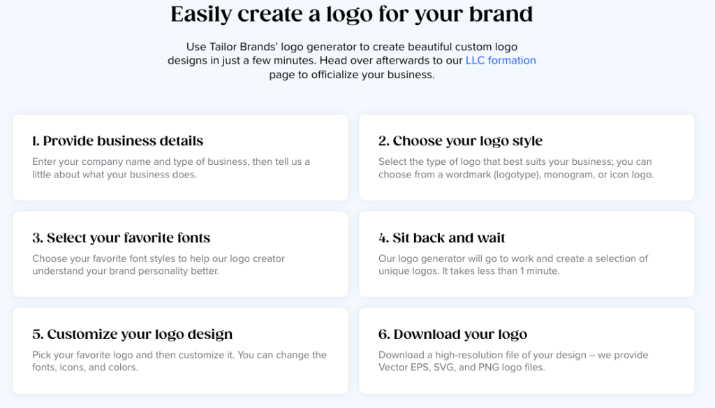 CREATE A LOGO WITH TAILOR BRANDS